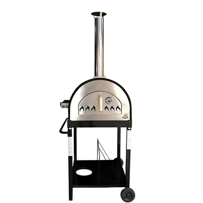 WPPO Traditional Black 25-Inch Dual Fueled Pizza Oven With Gas Attachment - WKE-04WG-BLK