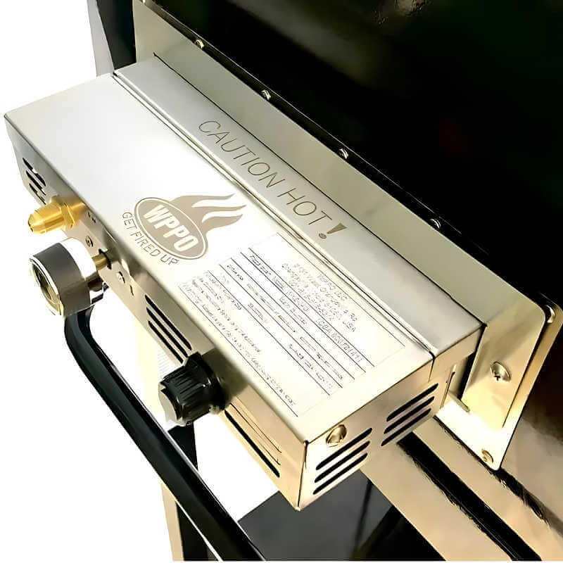 WPPO Traditional Black 25-Inch Dual Fueled Pizza Oven With Gas Attachment - WKE-04WG-BLK