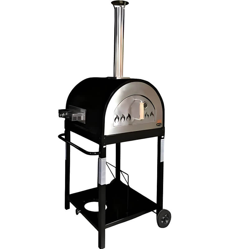 WPPO Traditional Black 25-Inch Dual Fueled Pizza Oven With Gas Attachment - WKE-04WG-BLK