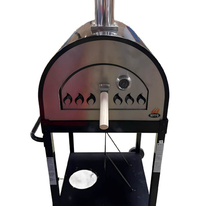 WPPO Traditional Black 25-Inch Dual Fueled Pizza Oven With Gas Attachment - WKE-04WG-BLK