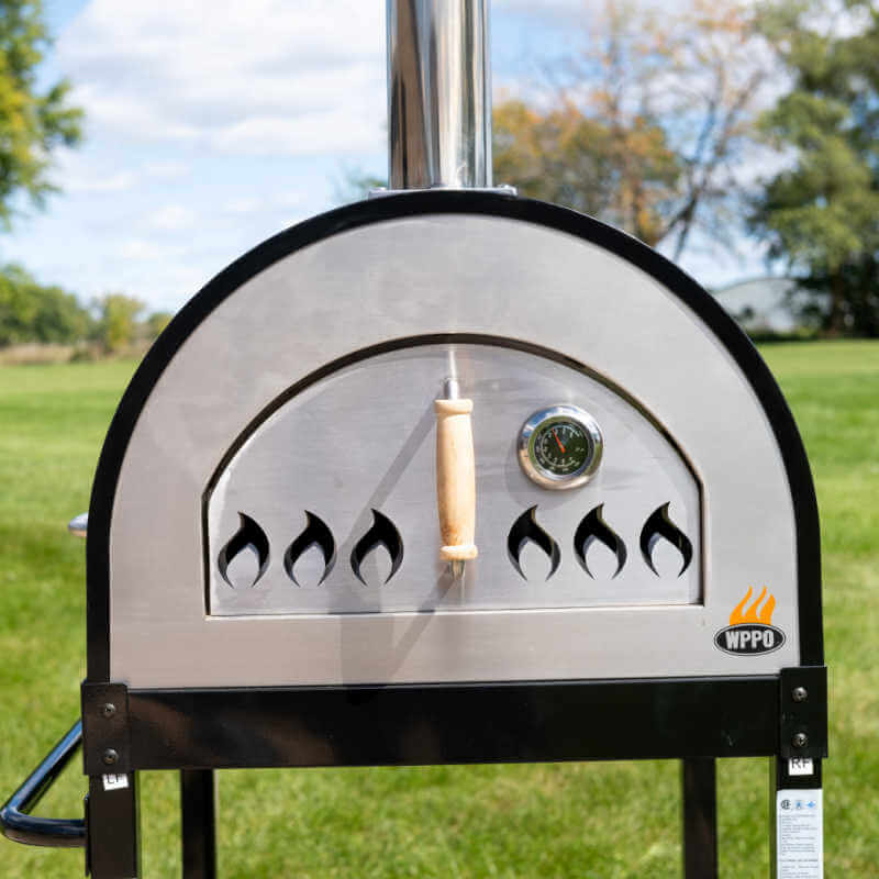 WPPO Traditional Black 25-Inch Dual Fueled Pizza Oven With Gas Attachment - WKE-04WG-BLK