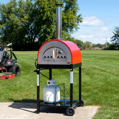 WPPO Traditional Red 25-Inch Dual Fueled Pizza Oven With Gas Attachment - WKE-04WG-RED