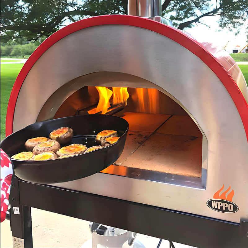 WPPO Traditional Red 25-Inch Dual Fueled Pizza Oven With Gas Attachment - WKE-04WG-RED
