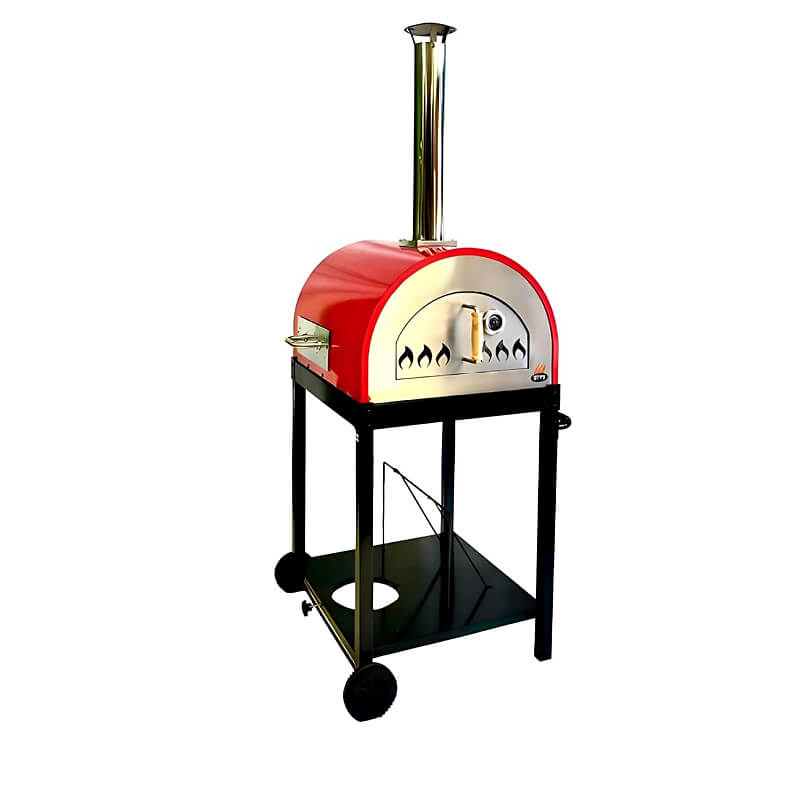WPPO Traditional Red 25-Inch Dual Fueled Pizza Oven With Gas Attachment - WKE-04WG-RED
