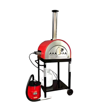WPPO Traditional Red 25-Inch Dual Fueled Pizza Oven With Gas Attachment - WKE-04WG-RED