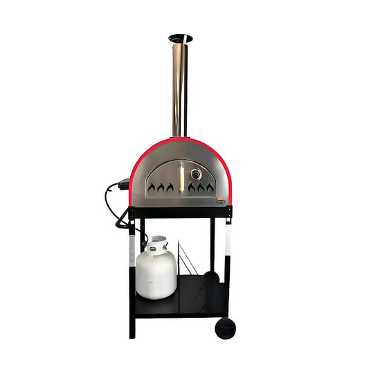 WPPO Traditional Red 25-Inch Dual Fueled Pizza Oven With Gas Attachment - WKE-04WG-RED