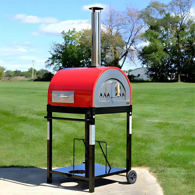 WPPO Traditional Red 25-Inch Dual Fueled Pizza Oven With Gas Attachment - WKE-04WG-RED