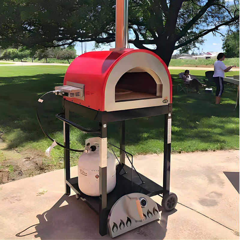 WPPO Traditional Red 25-Inch Dual Fueled Pizza Oven With Gas Attachment - WKE-04WG-RED
