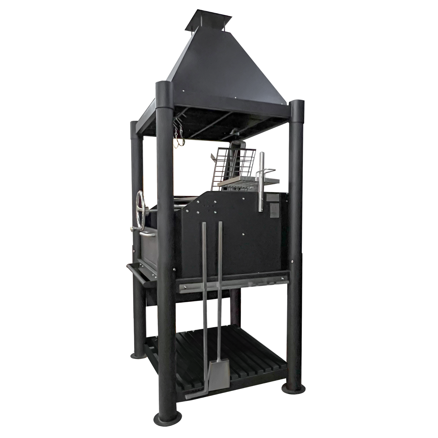 Tagwood BBQ02SIB Premium Freestanding Black Santa Maria Argentine Grill - "The Beast"