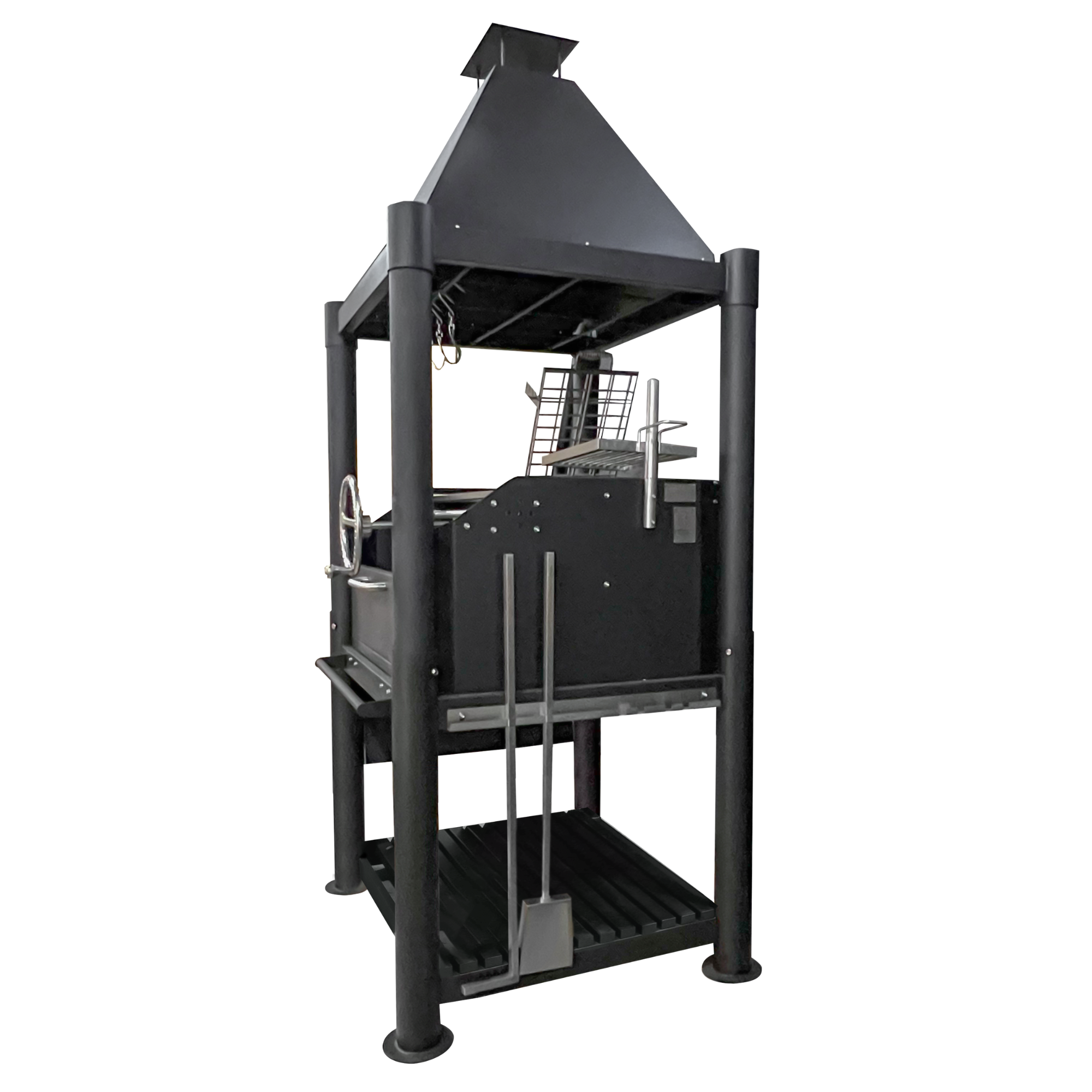 Tagwood BBQ02SIB Premium Freestanding Black Santa Maria Argentine Grill - "The Beast"