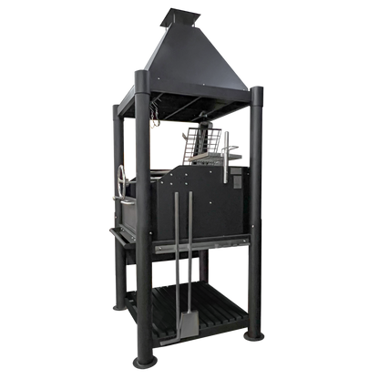 Tagwood BBQ02SIB Premium Freestanding Black Santa Maria Argentine Grill - "The Beast"
