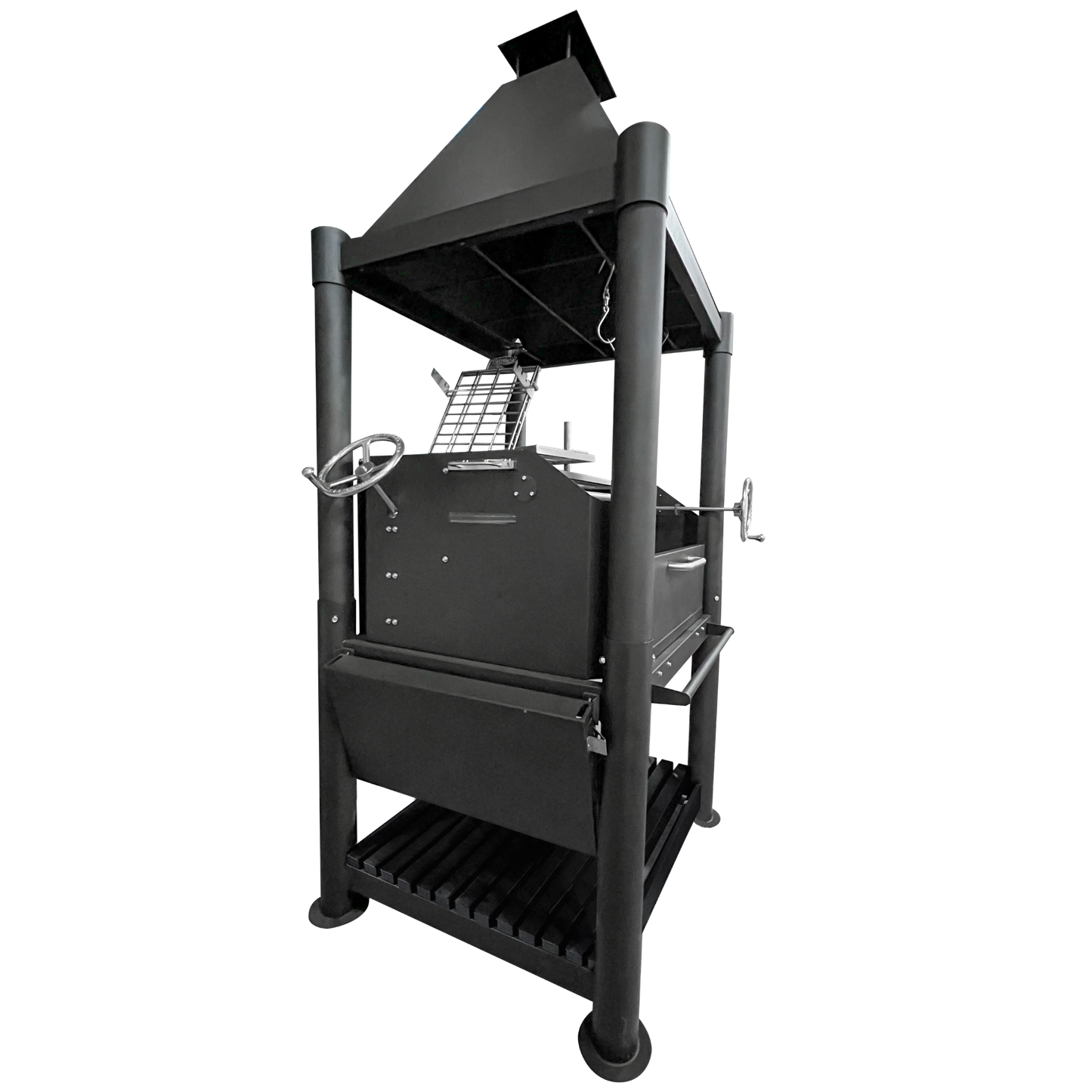 Tagwood BBQ02SIB Premium Freestanding Black Santa Maria Argentine Grill - "The Beast"