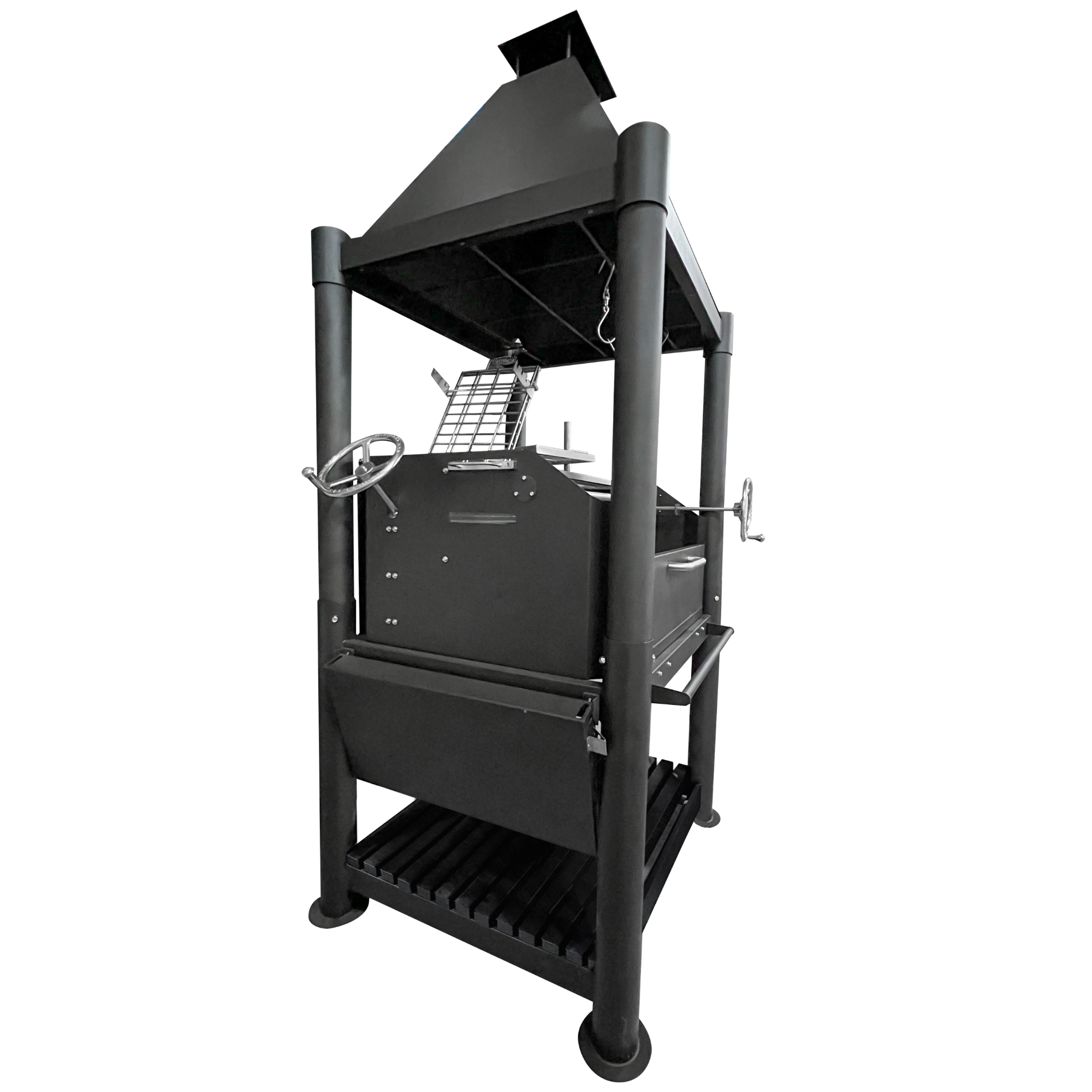 Tagwood BBQ02SIB Premium Freestanding Black Santa Maria Argentine Grill - "The Beast"