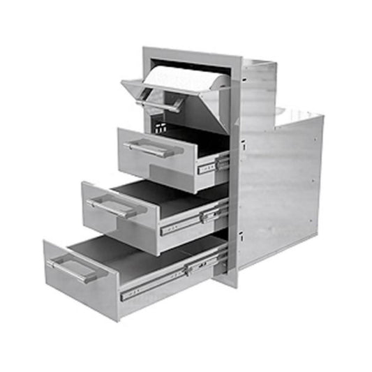 Alfresco 17-Inch Stainless Steel Triple Drawer & Paper Towel Holder Combo