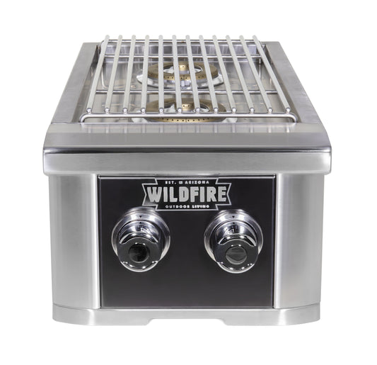 Wildfire Ranch Black 304 SS Gas Double Side Burner - WF-DBLSBRN-RH-LP/NG