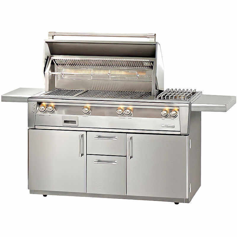 Alfresco ALXE 56-Inch Freestanding Gas Deluxe Grill With Rotisserie And Side Burner