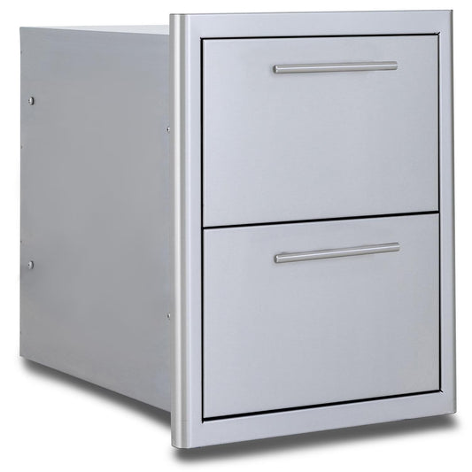 Blaze 16" Double Access Drawer in Stainless Steel finish - BLZ-DRW2-R-LT