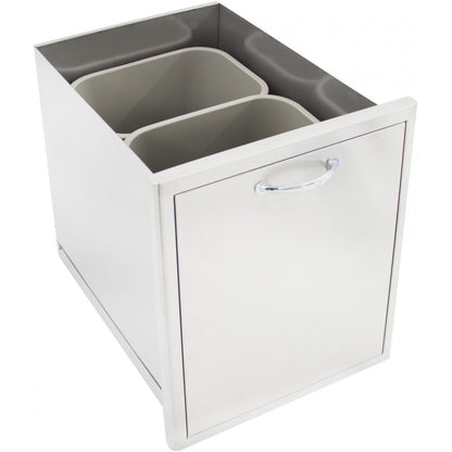 Blaze 20" Roll-Out Double Trash / Recycling Bin in Stainless Steel Finish (BLZ-TREC-DRW-H)