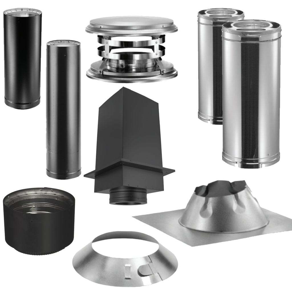 DuraVent - Cathedral Ceiling With Black Double Wall Pipe Wood Stove Chimney Kit