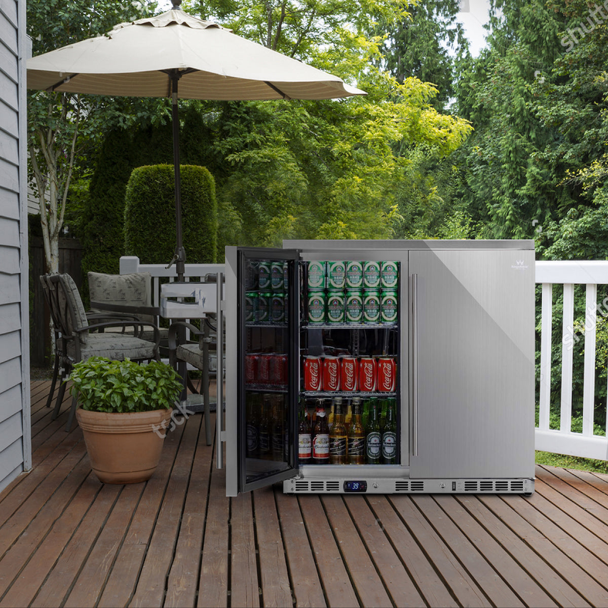 Kingsbottle 36 Inch Double Door Outdoor Stainless Steel Refrigerator