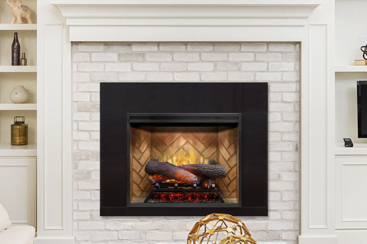 Dimplex Revillusion 24 inch Built-In Electric Firebox | Herringbone Brick