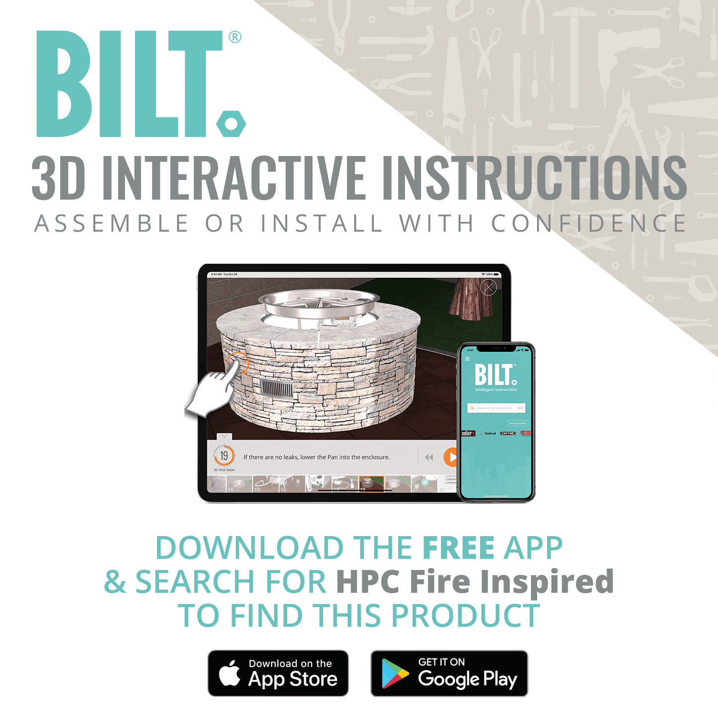 Square Drop-In Torpedo Fire Pit Burner Kit - On/Off Electronic Ignition by HPC Fire