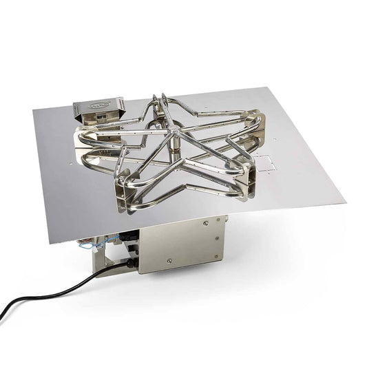 Square Flat Fire Pit Burner Kit - On/Off Electronic Ignition by HPC Fire