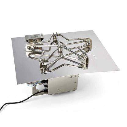 Square Flat Fire Pit Burner Kit - On/Off Electronic Ignition by HPC Fire