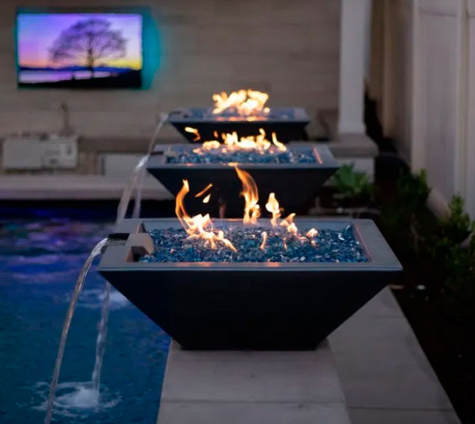 Maya Concrete Fire & Water Bowl