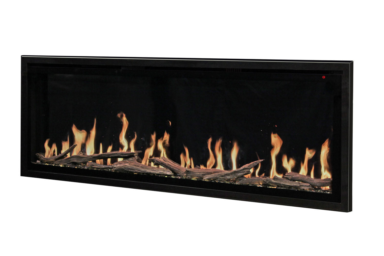 Modern Flames Allwood Fireplace Media Wall in Weathered Walnut | 60'' Orion Slim Heliovision Electric Fireplace