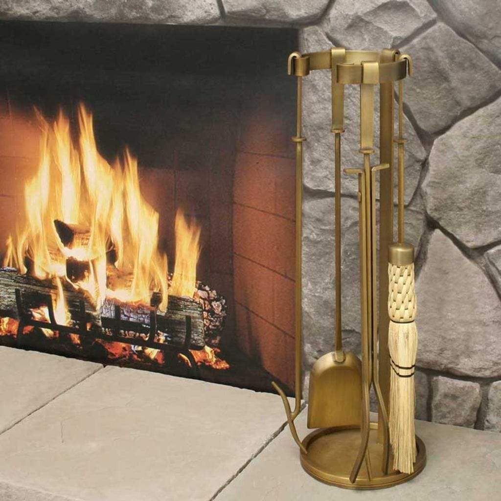 Pilgrim - 29" 4-Piece Burnished Brass Mid Century Tool Set