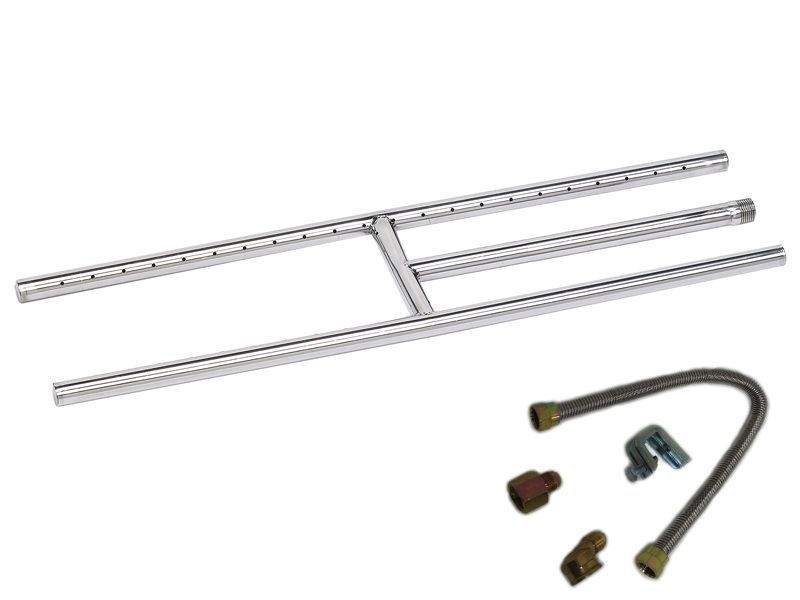 American Fire Glass Natural Gas Rectangular Fireplace H-Burner