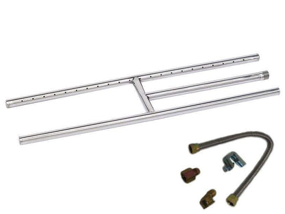 American Fire Glass Natural Gas Rectangular Fireplace H-Burner