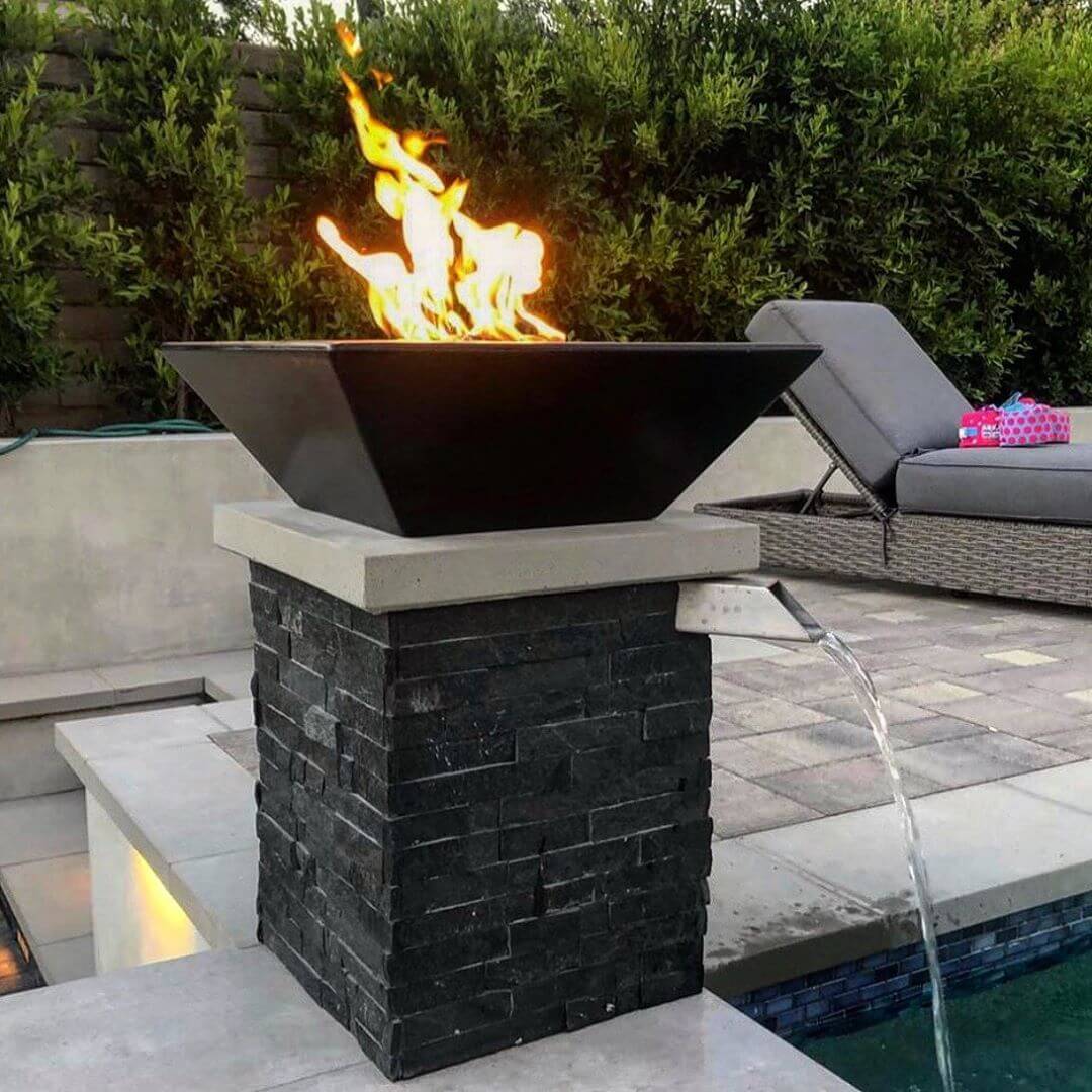 Maya 36-Inch Square Concrete Fire Bowl - OPT-36SFO