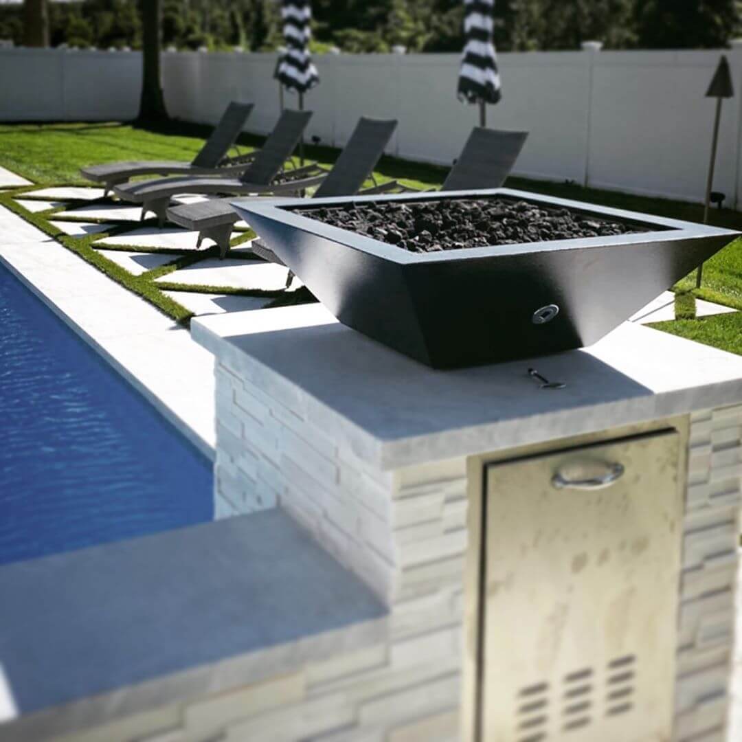 Maya 36-Inch Square Concrete Fire Bowl - OPT-36SFO