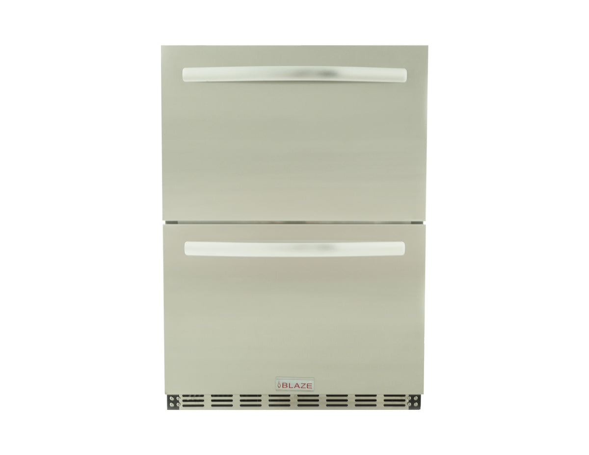 Blaze 23.5-Inch 5.1 Cu. Ft. Outdoor Rated Stainless Steel Double Drawer Refrigerator - BLZ-SSRF-DBDR5.1