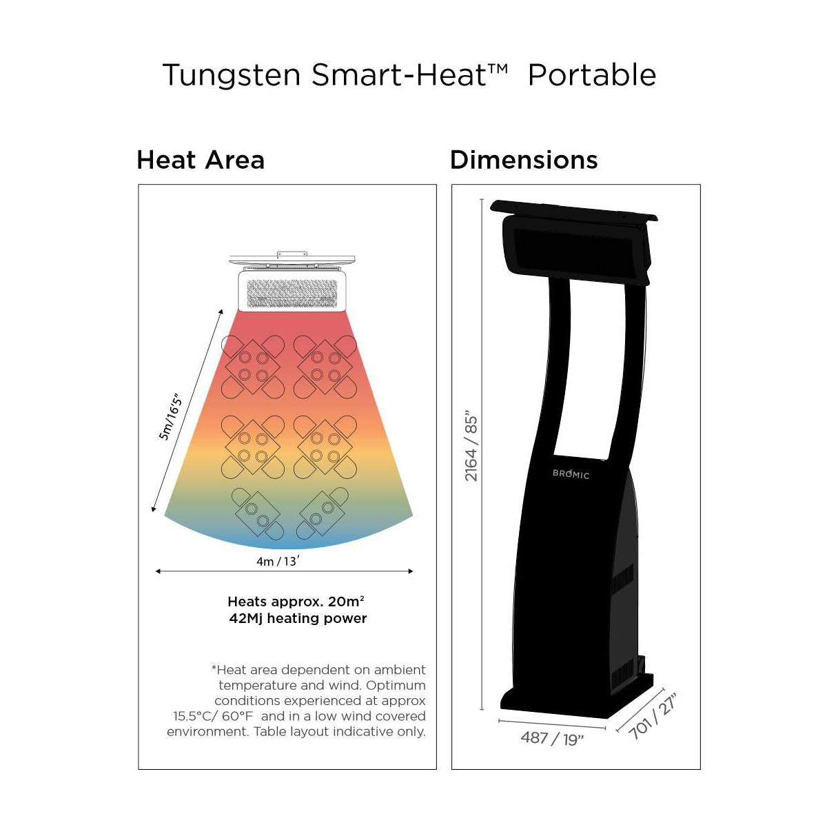 Bromic Heating - Tungsten Smart-Heat 38,500 BTU Propane Gas Freestanding Portable Patio Heater
