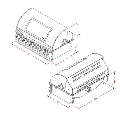 Cal Flame - BBQ Built In Grills - Convection Series - Top Gun Model - 5 Burner - BBQ19875CTG