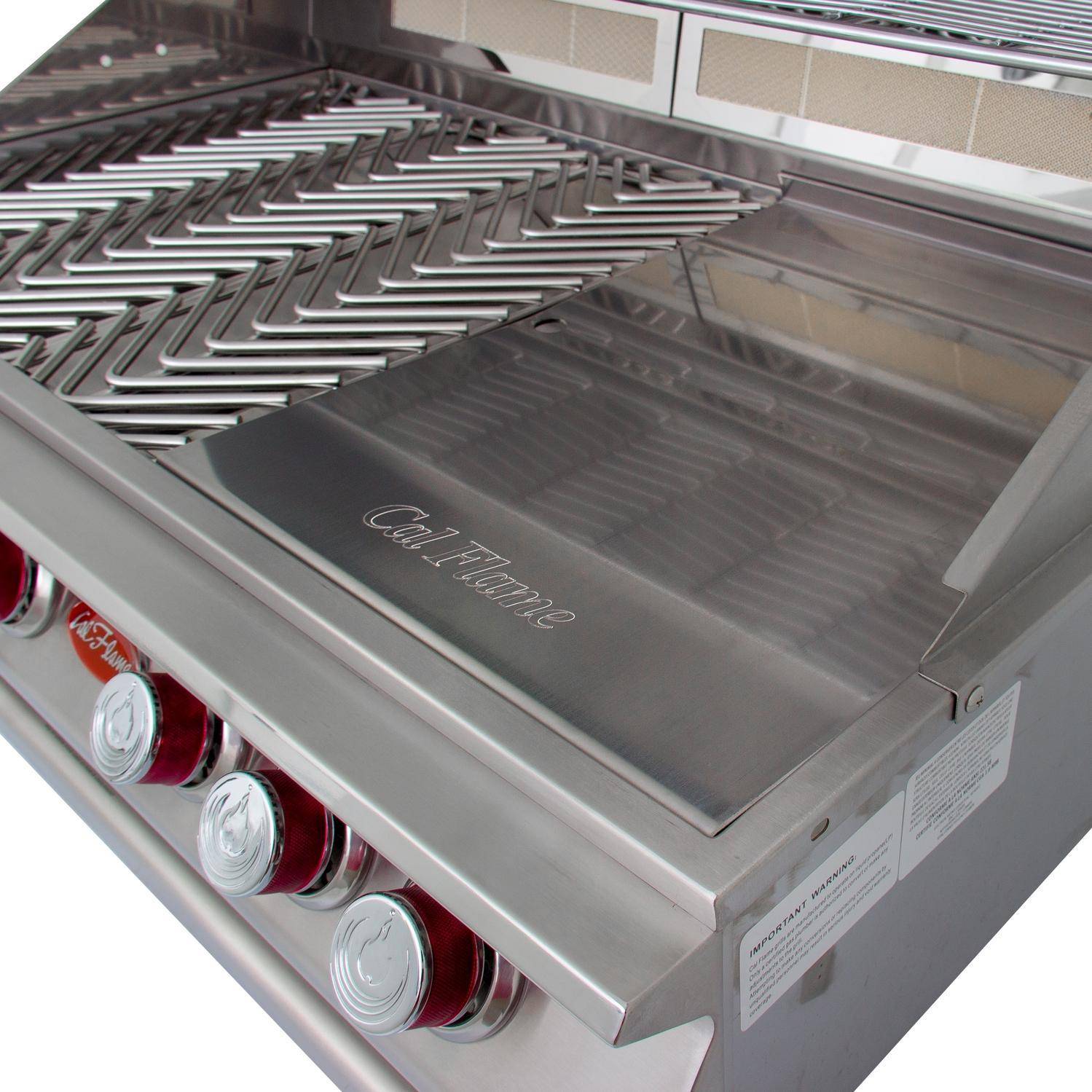 Cal Flame - BBQ Built In Grills P-Series 6 Burner with Lights, Rotisserie & Back Burner - Liquid Propane - BBQ19P06