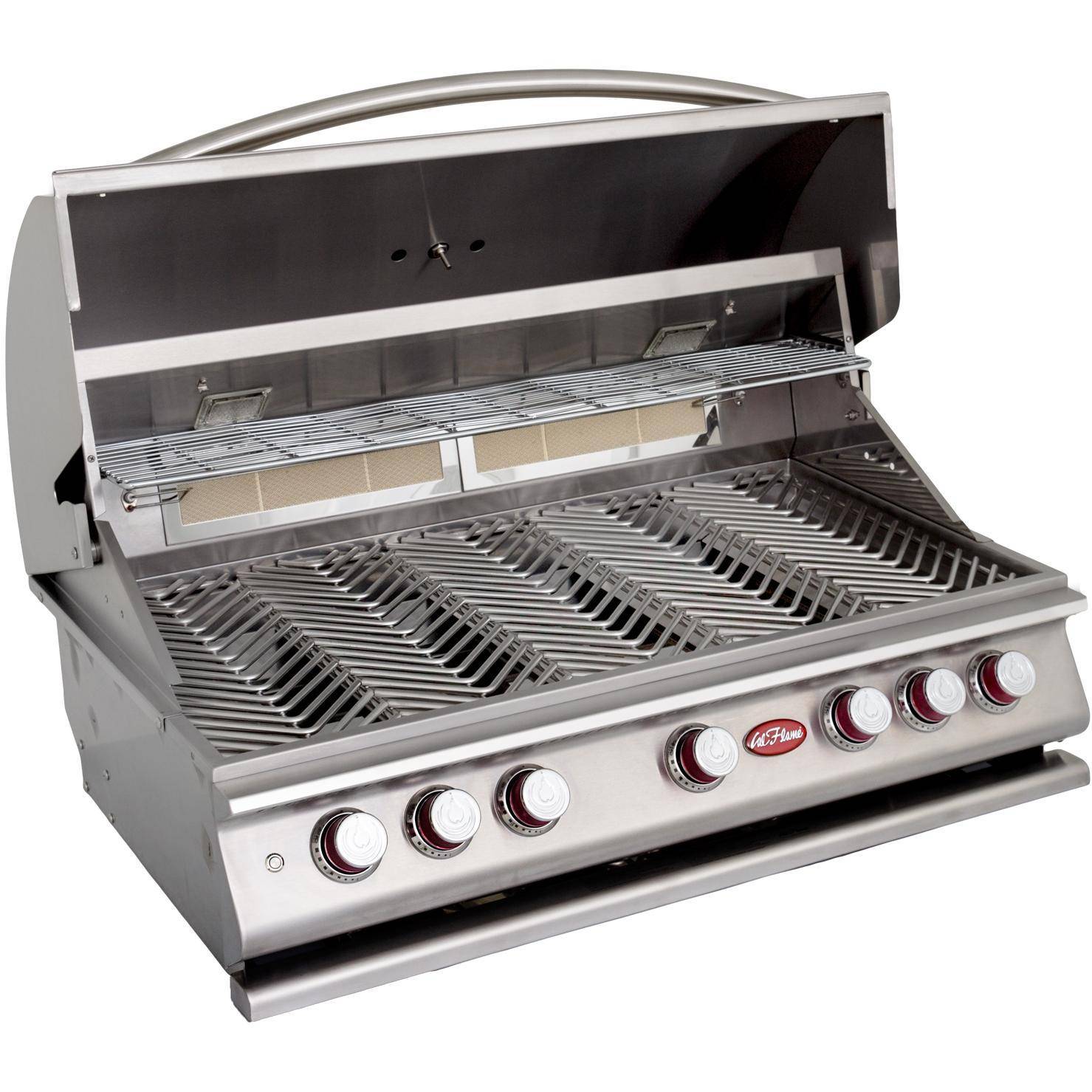 Cal Flame - BBQ Built In Grills P-Series 6 Burner with Lights, Rotisserie & Back Burner - Liquid Propane - BBQ19P06