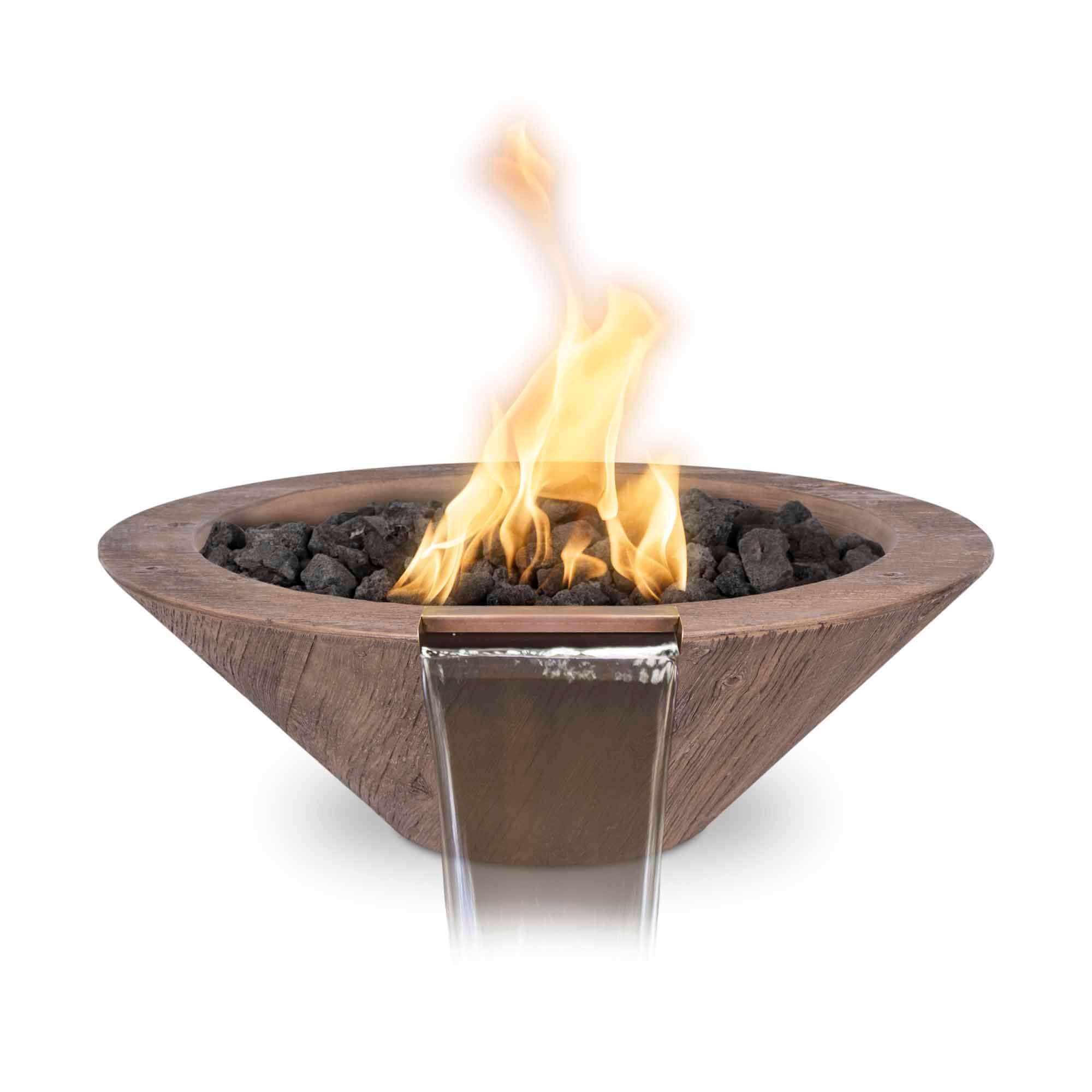 24" Cazo Wood Grain Fire and Water Bowl - OPT-24RWGFW