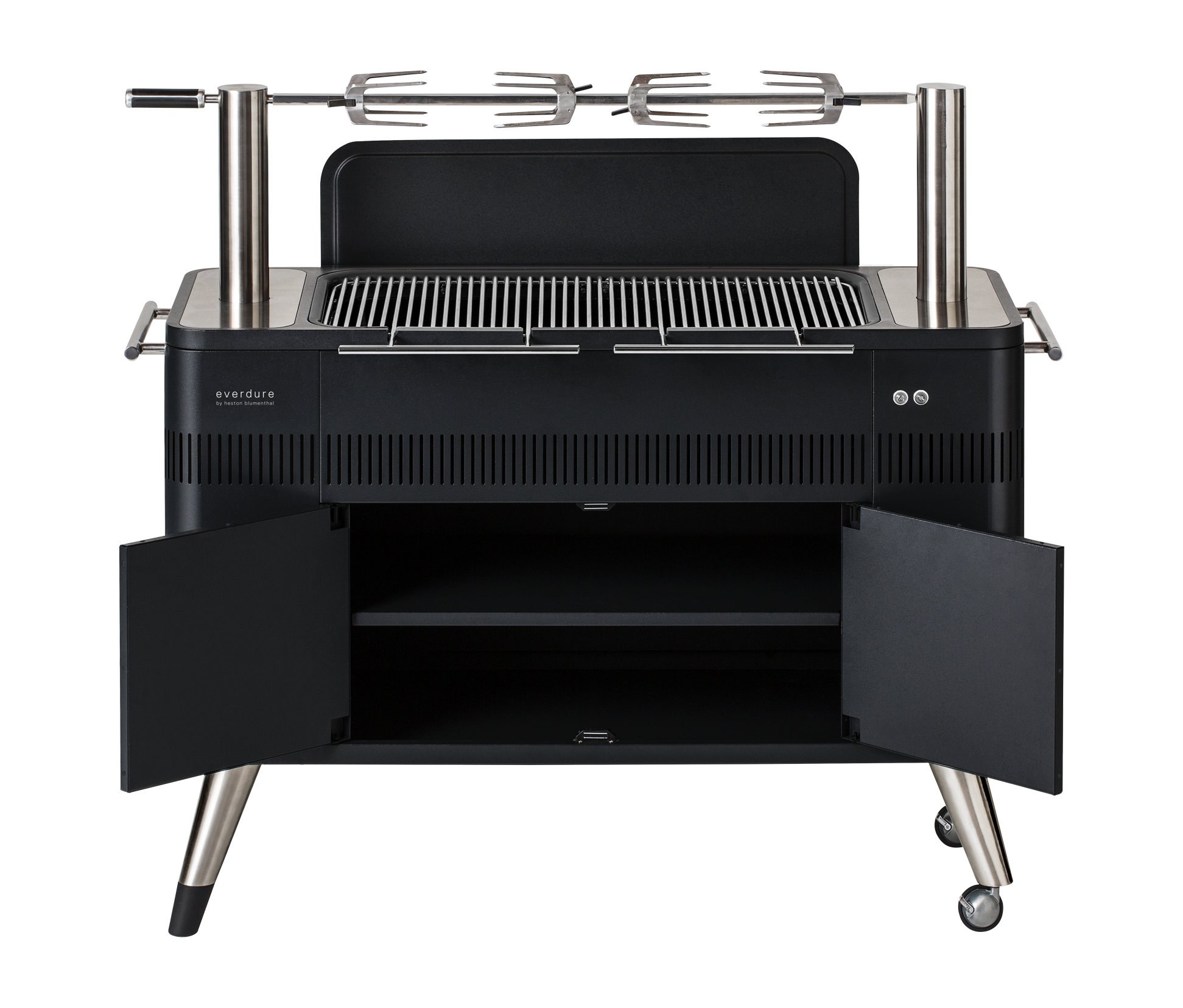 Everdure By Heston Blumenthal HUB I 54-Inch Charcoal Grill W/ Rotisserie & Electronic Ignition - Matte Black - HBCE2BBUS