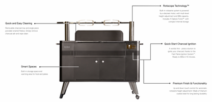 Everdure By Heston Blumenthal HUB II 54-Inch Charcoal Grill With Rotisserie & Electronic Ignition - HBCE3BUS