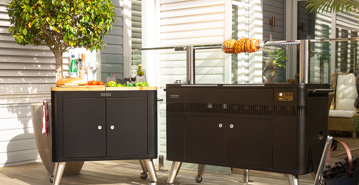 Everdure By Heston Blumenthal HUB II 54-Inch Charcoal Grill With Rotisserie & Electronic Ignition - HBCE3BUS