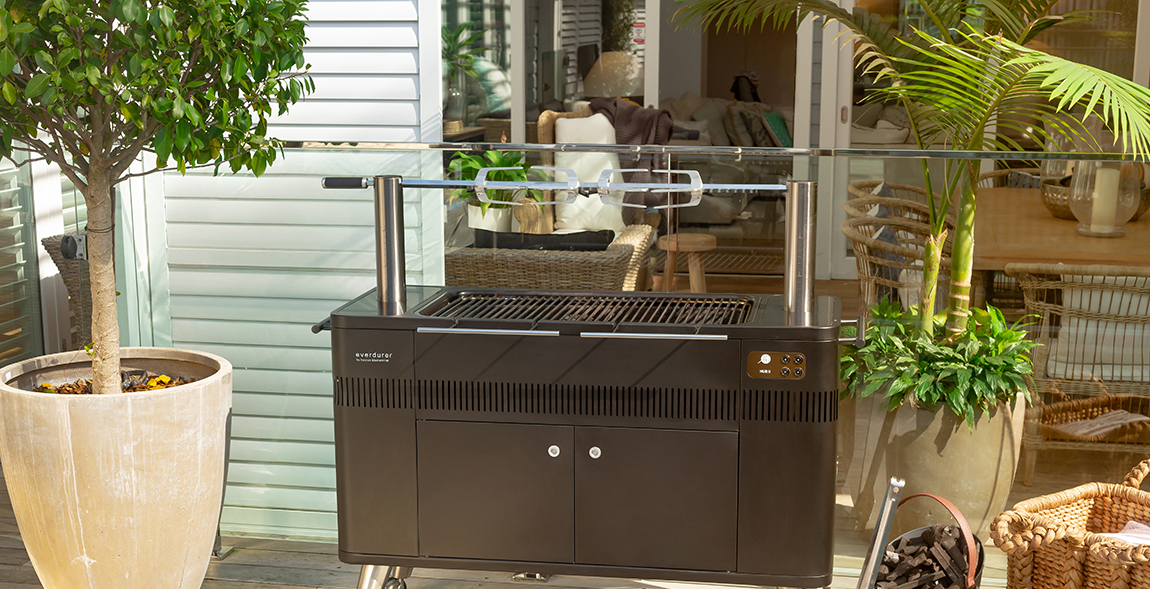 Everdure By Heston Blumenthal HUB II 54-Inch Charcoal Grill With Rotisserie & Electronic Ignition - HBCE3BUS