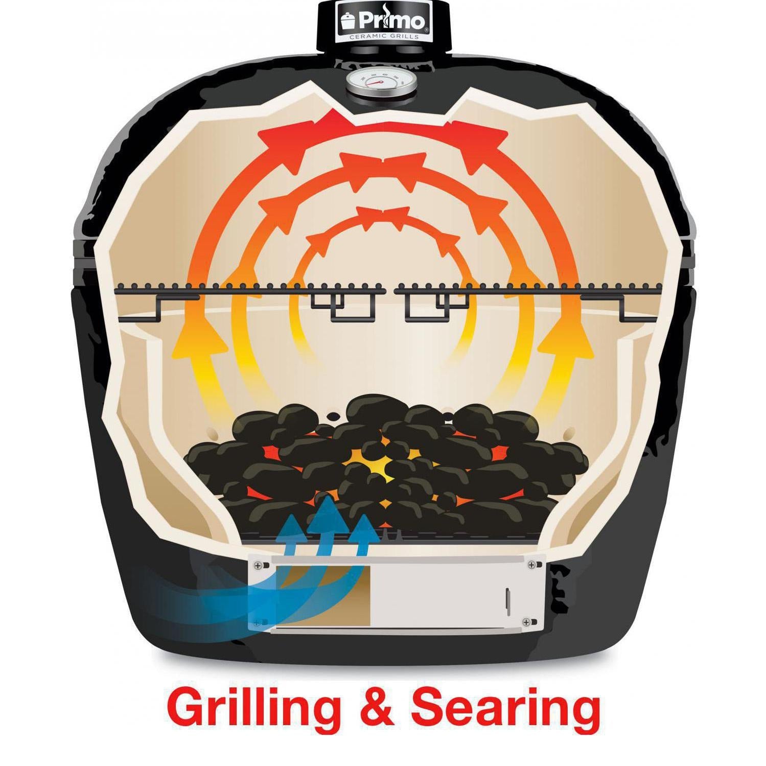 Primo All-In-One Oval LG 300 Charcoal Ceramic Kamado Grill - PGCLGC