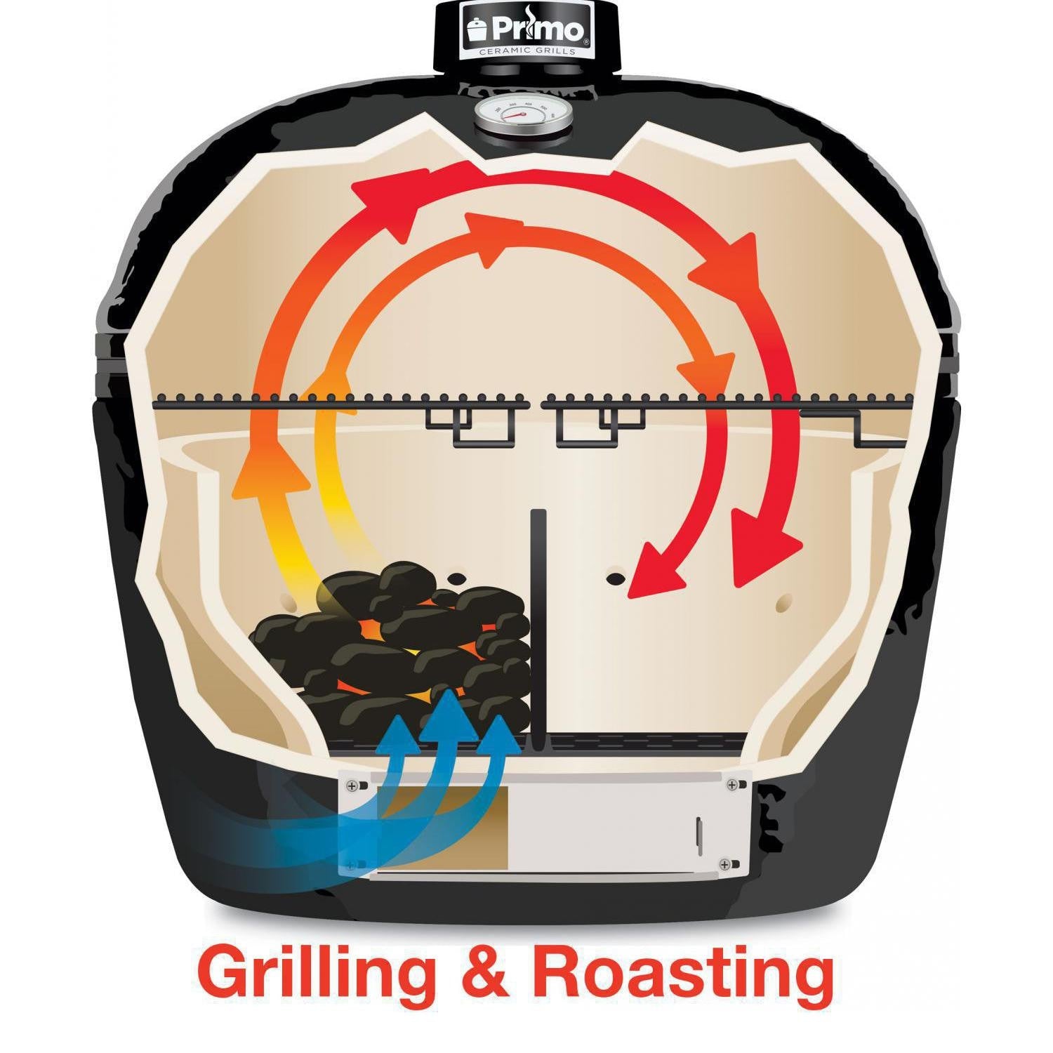 Primo Oval LG 300 Charcoal Ceramic Kamado Grill - PGCLGH