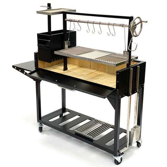 Tagwood BBQ Fully Assembled Black Argentine Santa Maria Wood Fire & Charcoal Grill - BBQ03SIF