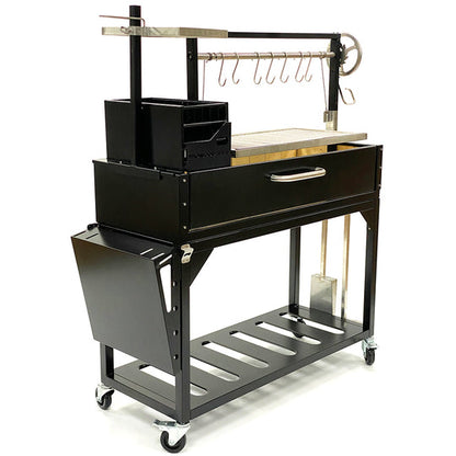 Tagwood BBQ Fully Assembled Black Argentine Santa Maria Wood Fire & Charcoal Grill - BBQ03SIF