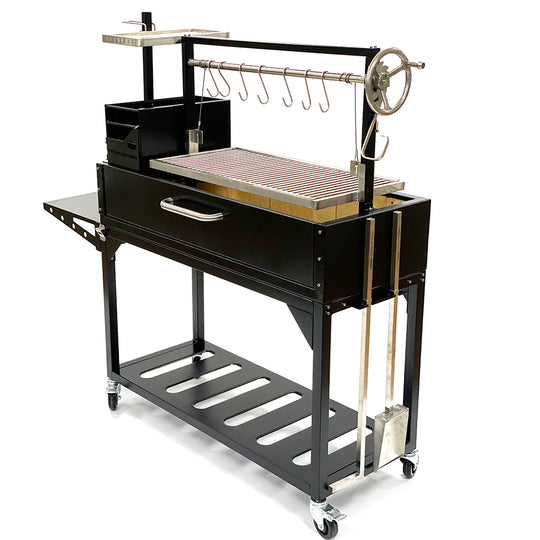 Tagwood BBQ Fully Assembled Black Argentine Santa Maria Wood Fire & Charcoal Grill - BBQ03SIF